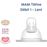 MAM Accessoires pour Biberons Tétine Silicone +0m Débit 1 Lent 2 unités