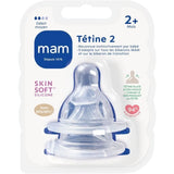 Tétine MAM Silicone +2m Débit 2 Moyen - Lot de 2