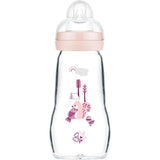 Biberon en verre MAM - Tétine Débit 2 Moyen - Rose