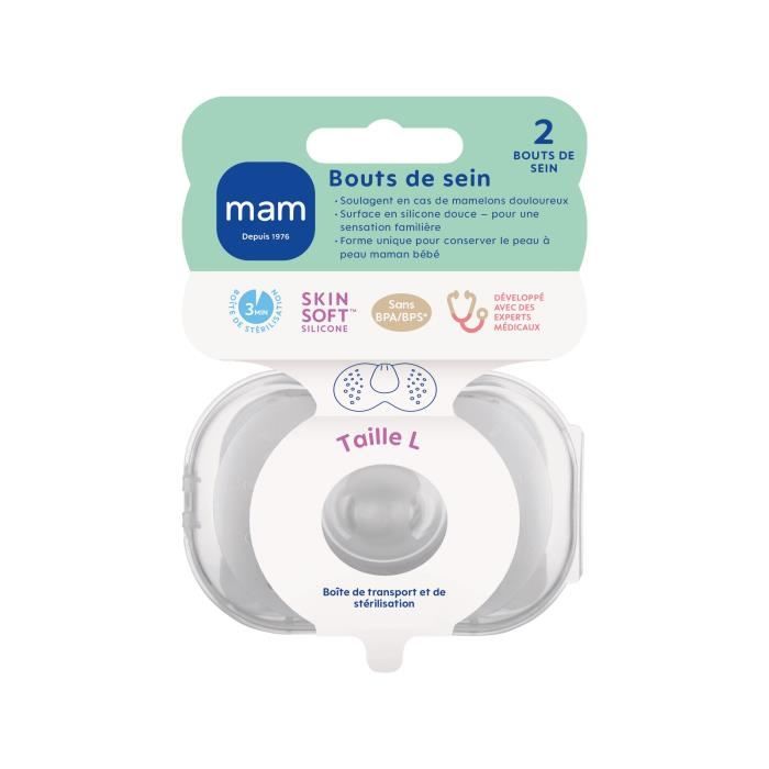 MAM Bout de sein Taille L - Silicone - Bte stérilisation X2