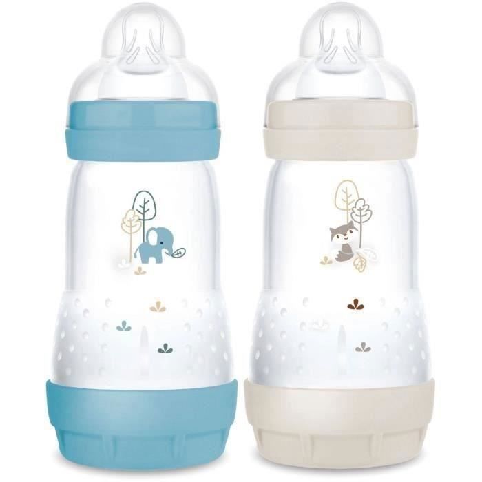 Set of 2 Baby Bottles - MAM - Easy Start / Anti-Colic - 260 ml - Flow 2 Teat - Ocean + Sand