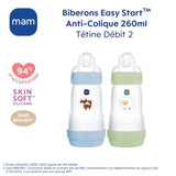 Lot de 2 Biberons - MAM - Easy Start / Anti-Colique - 260 ml - Tétine Débit 2 - Océan + Sable