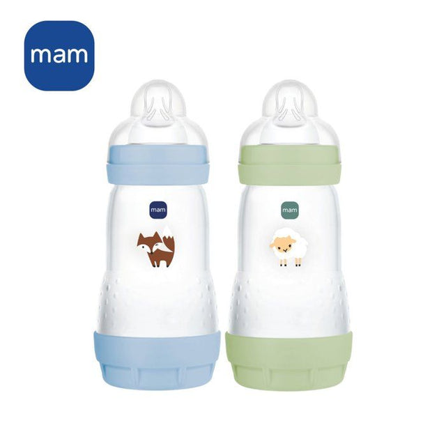 Lot de 2 Biberons - MAM - Easy Start / Anti-Colique - 260 ml - Tétine Débit 2 - Océan + Sable