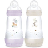 Lot de 2 Biberons - MAM - Easy Start / Anti-Colique - 260 ml - Tétine Débit 2 - Lilas + Sable