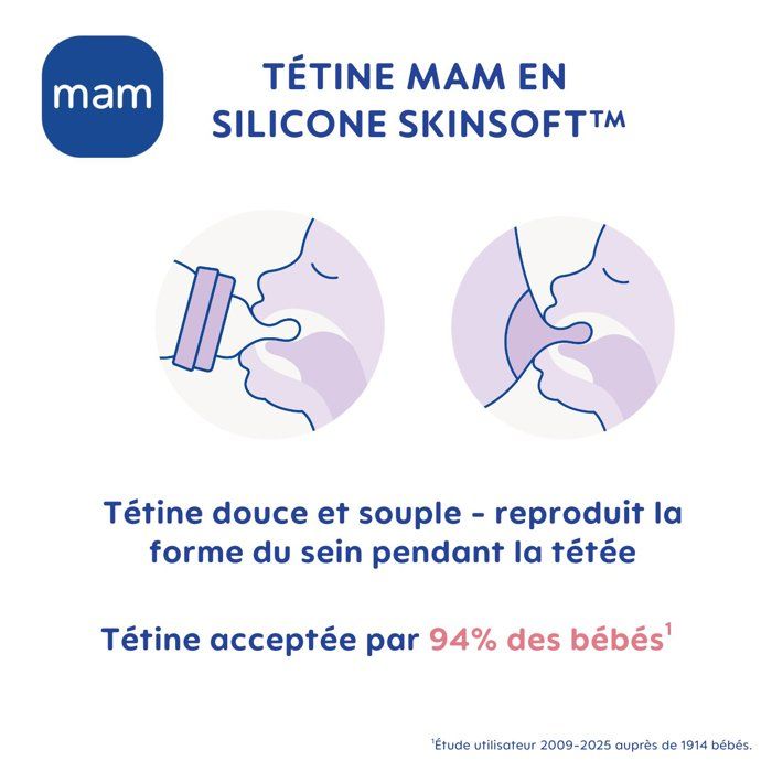 Biberon - MAM BABY - Easy Active - +6 mois - 330 ml - Tétine débit X - Lilas