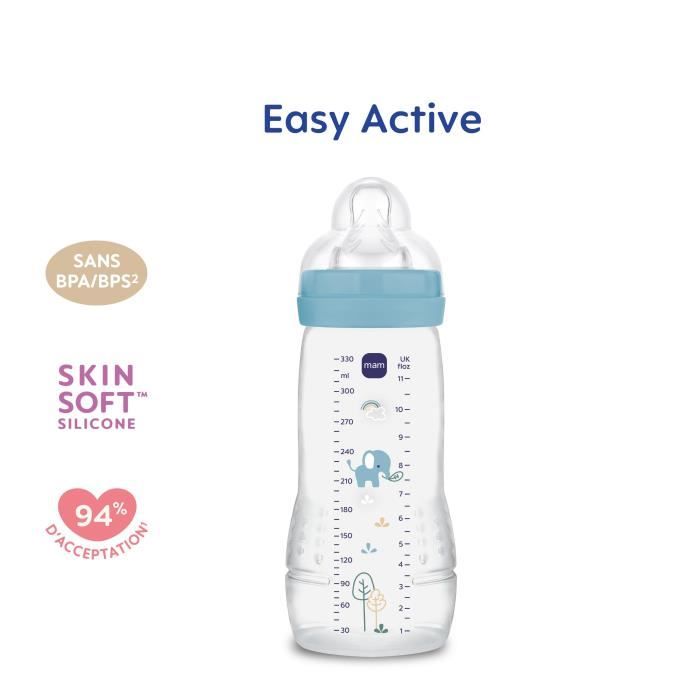 Biberon - MAM BABY - Easy Active - +6 mois - 330 ml - Tétine débit X - Ocean