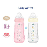 Lot de 2 Biberons - MAM BABY - Easy Active - +6 mois - 330 ml - Tétine débit X - Berry + Pearl