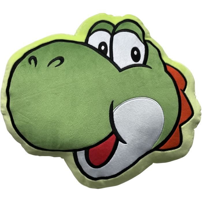 Coussin 3D - MARIO BROS - Visage Yoshi - Microfibre - 40 cm