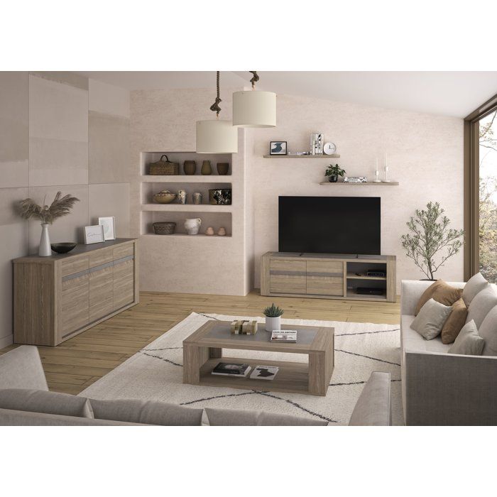 Meuble TV MARCEAU – Coloris Chene Reed – 190 × 48 × 57 cm – GAMI