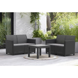 Salon de jardin modulable en résine imitation rotin tressé - Noir - KETER - 4 personnes - MARIE