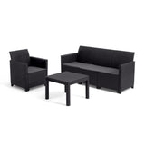 Salon de jardin modulable en résine imitation rotin tressé - Noir - KETER - 4 personnes - MARIE