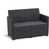 Salon de jardin en résine imitation rotin tressé - Noir - Avec table basse - KETER - 4 personnes - MARIE