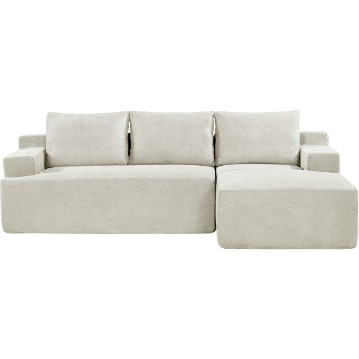 Canapé compressé modulable - 3/4 places - MARIE - Tissu Beige creme - Rangements - 244 x 156 x 85 cm