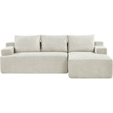 Canapé compressé modulable - 3/4 places - MARIE - Tissu Beige creme - Rangements - 244 x 156 x 85 cm