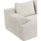 Canapé compressé modulable - 3/4 places - MARIE - Tissu Beige creme - Rangements - 244 x 156 x 85 cm