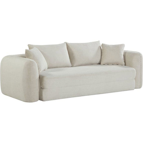 Canapé compressé convertible - 2/3 places - MARIN - Tissu Beige creme - 239 x 111 x 87 cm