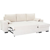 Canapé d'angle convertible réversible MARLON beige - Méridienne avec coffre - Velours côtelé  L 240 x P 143 x H 85cm