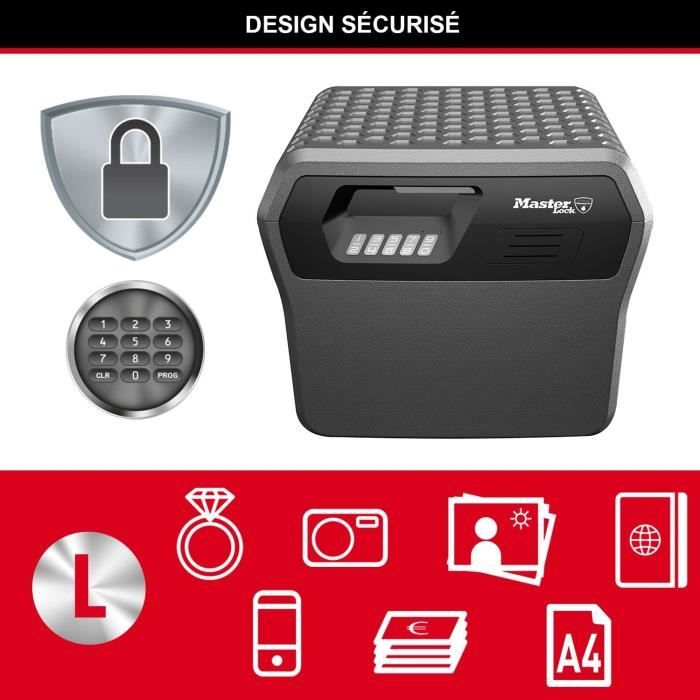 Caisse de Sécurité Anti feu - MASTER LOCK - FHW40300EURHRO - Ignifuge et Etanche - Large 18,5L - Combinaison Electronique