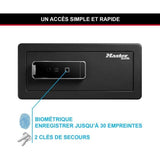 Master Lock LX110BEURHRO Coffre-fort biométrique pour protéger les biens de valeurs, Noir, 19,5 x 43 x 37 cm