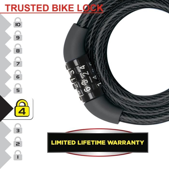 MASTER LOCK Cable Antivol VÈlo - 1,2 m c‚ble
