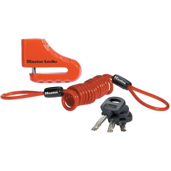 Antivol Moto Master Lock 8303EURDPS - Bloque Disque Rouge 80mm