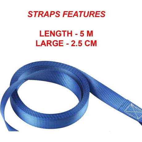 Kit de 4 Sangles d'arrimage - MASTER LOCK - 4367EURDAT - Avec crochets et cliquet - 5m x 25mm - Bleu