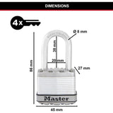 Cadenas Haute Sécurité - MASTER LOCK - M1EURDLFCC - A Clé - Acier Laminé - Extérieur - Anse M