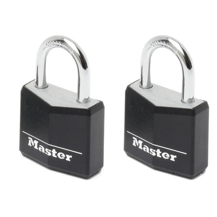 Cadenas en aluminium MASTERLOCK 30mm avec couverture vinyle noire - Lot de 2