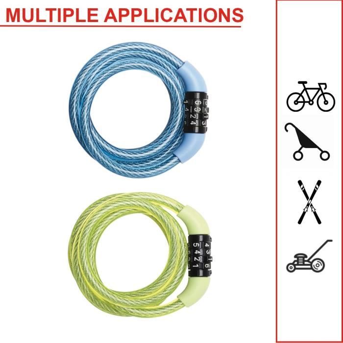 MASTER LOCK Cable Antivol Vélo [1,2 m Câble] [Combinaison] [Extérieur] [Couleur Aléatoire] 8143EURDPROCOL