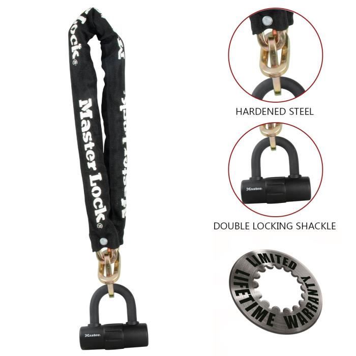 Master Lock Chaîne avec serrure Mini U Acier 90 cm x 10 mm 8234EURDPRO