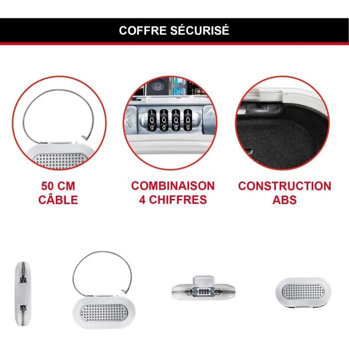 Mini Coffre-fort Portable - MASTER LOCK - 5900EURDWHT - Avec Câble - Combinaison - Blanc
