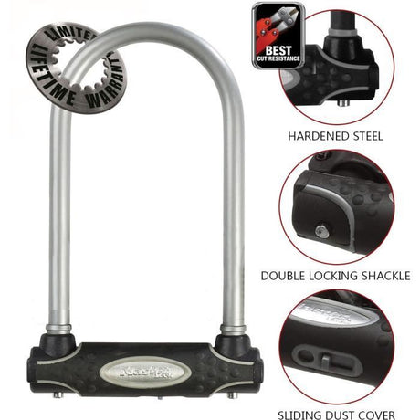 Antivol Vélo U a Clé - MASTER LOCK - 8195EURDPROCOL - Corps en Acier Cémenté - Anse a Double Verrouillage