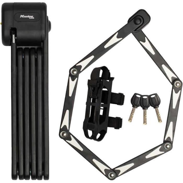 Folding Bike Lock - MASTER LOCK - 8333EURDPRO - Hardened Steel, 3 Keys, Certified, Bracket Included