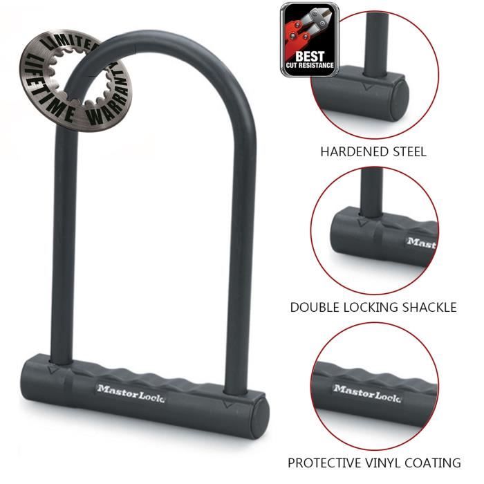 Antivol U Masterlock - H.180mm Ř12mm - Noir