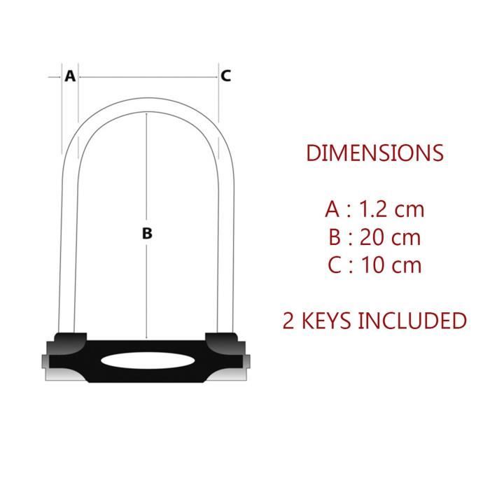 Antivol U Masterlock - H.180mm Ř12mm - Noir