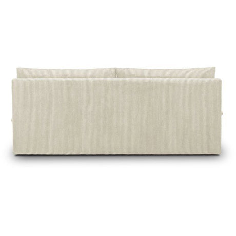 Canapé convertible - 3 places - MASSA - Tissu velours côtelé beige - Pieds bois massif - L 195 x H 82 x P 86 cm