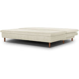 Canapé convertible - 3 places - MASSA - Tissu velours côtelé beige - Pieds bois massif - L 195 x H 82 x P 86 cm