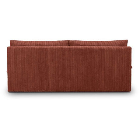 Canapé convertible - 3 places - MASSA - Tissu velours côtelé terracotta - Pieds bois massif - L 195 x H 82 x P 86 cm