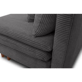 Canapé fixe - 3 places - MASSA - Tissu velours côtelé gris anthracite - Pieds bois massif - L 195 x H 82 x P 86 cm