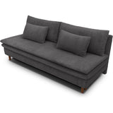 Canapé fixe - 3 places - MASSA - Tissu velours côtelé gris anthracite - Pieds bois massif - L 195 x H 82 x P 86 cm