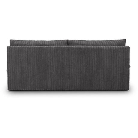 Canapé convertible - 3 places - MASSA - Tissu velours côtelé gris anthracite - Pieds bois massif - L 195 x H 82 x P 86 cm