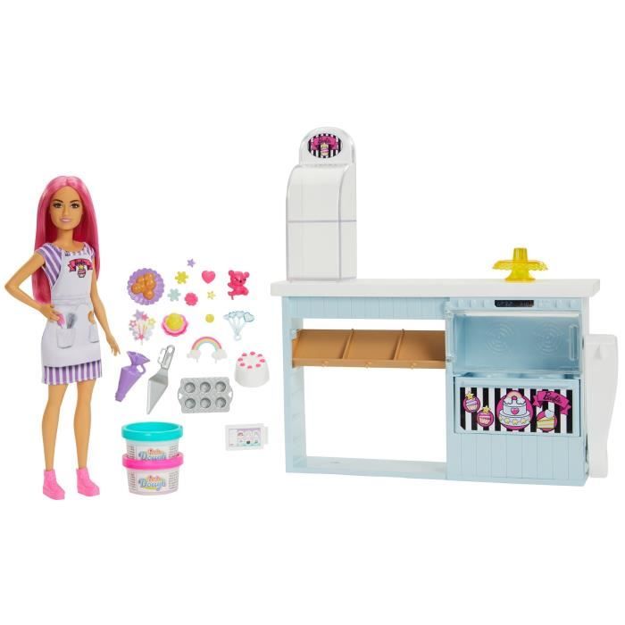 Pasticceria Barbie - MATTEL - HGB73 - Playset avec Accessoires - Blanc