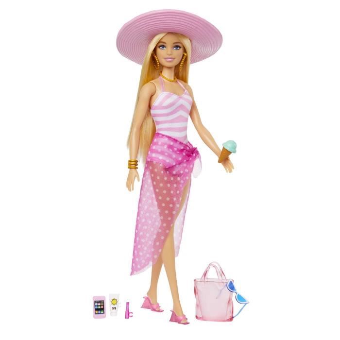 Barbie-Barbie Plage-Poupée blonde en maillot de bain et accessoires HPL73