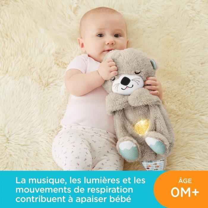 Fisher-Price - Ma Loutre C‚lins Bonne Nuit - Peluche Veilleuse BÈbÈ Musicale et Lumineuse - Jouet d'Eveil - Des la naissance FXC66
