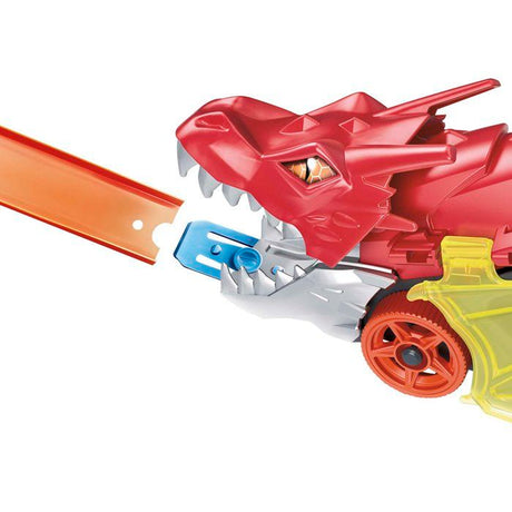 Hot Wheels City - Transporteur Dragon Lanceur 2-en-1 - Camion / Petite voiture - Des 3 ans GTK42