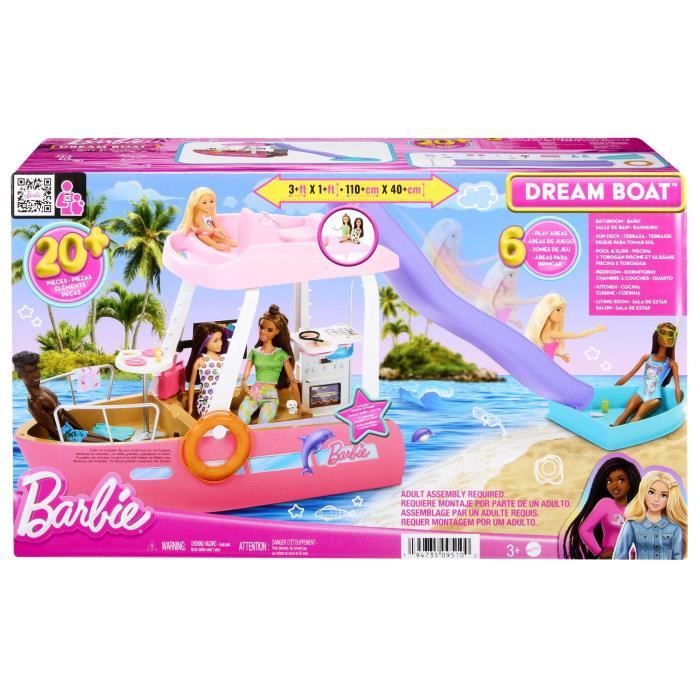 Barbie-Bateau de Reve-Coffret bateau, piscine, toboggan, accessoires HJV37