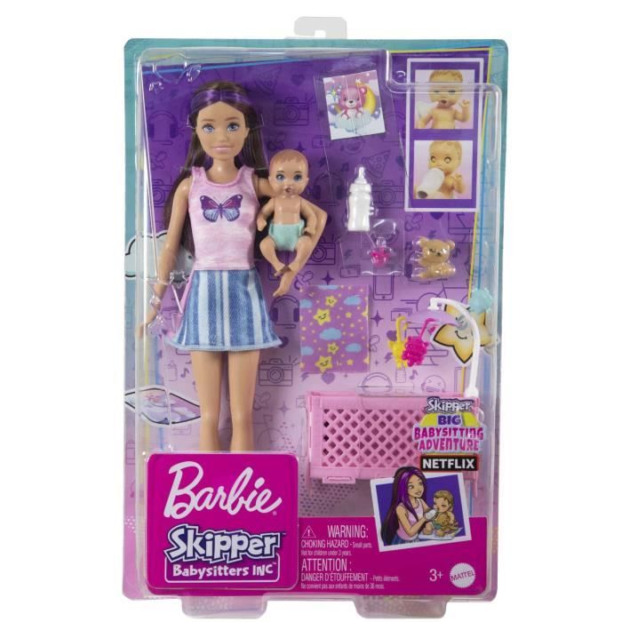 Barbie-Skipper Baby-Sitter-Coffret poupÈe et accessoires HJY33