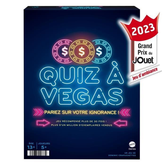 Mattel Games - QUIZ a VEGAS-Jeu de société avec questions et paris version française HNY92