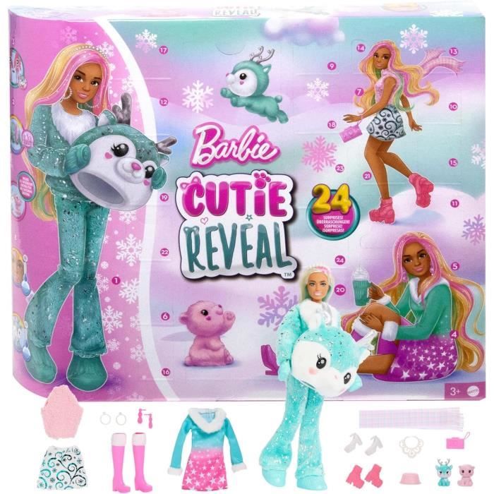 Barbie Cutie Reveal Advent Calendar - 1 Doll &amp; 24 Surprises HJX76