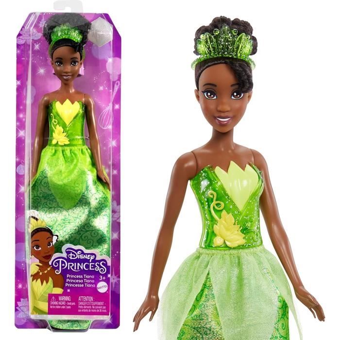 Tiana Poupée 29 cm, Mattel Poupée Disney Princesses habillage et accessoires HLW04